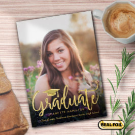 Het Afstuderen van de Foto van het Manuscript van Folie Uitnodiging