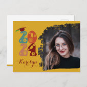 Het Afstuderen van de Foto van het Manuscript van  Uitnodiging Briefkaart (Voorkant / Achterkant)