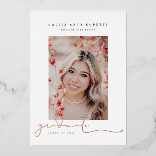 Het Afstuderen van de Foto van Scripted Snapshots Folie Uitnodiging (Voorkant)