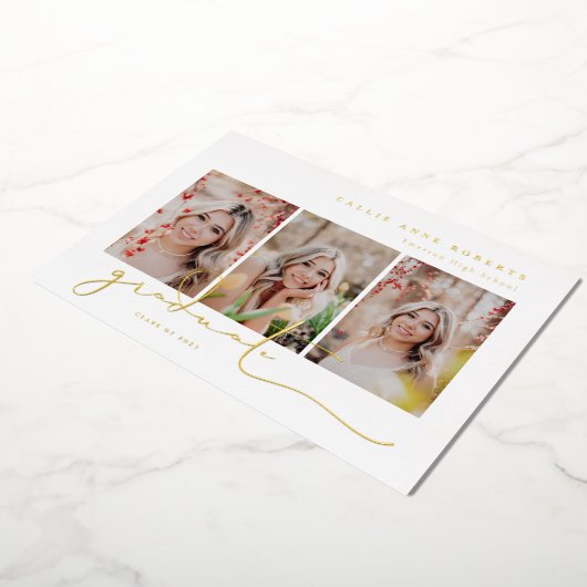 Het Afstuderen van de Foto van Scripted Snapshots Folie Uitnodiging (Gedraaid)