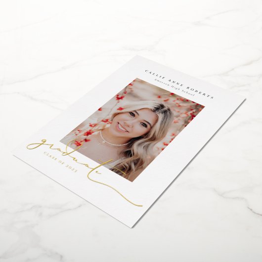 Het Afstuderen van de Foto van Scripted Snapshots Folie Uitnodiging (Gedraaid)