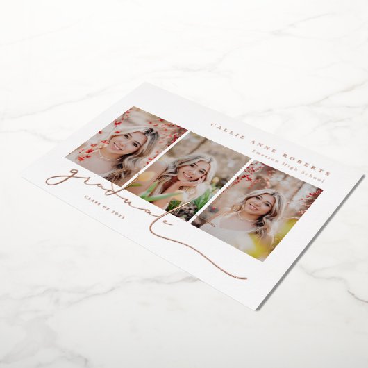 Het Afstuderen van de Foto van Scripted Snapshots Folie Uitnodiging (Gedraaid)