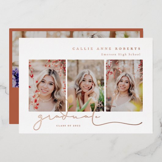 Het Afstuderen van de Foto van Scripted Snapshots Folie Uitnodiging (Voorkant / Achterkant)