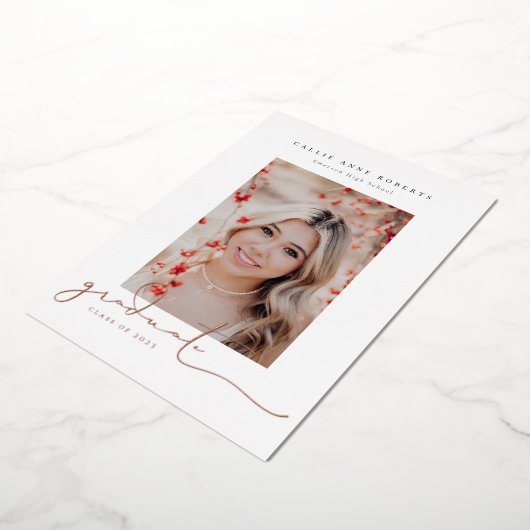 Het Afstuderen van de Foto van Scripted Snapshots Folie Uitnodiging (Gedraaid)