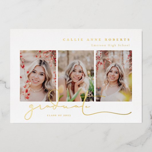 Het Afstuderen van de Foto van Scripted Snapshots Folie Uitnodiging (Voorkant)