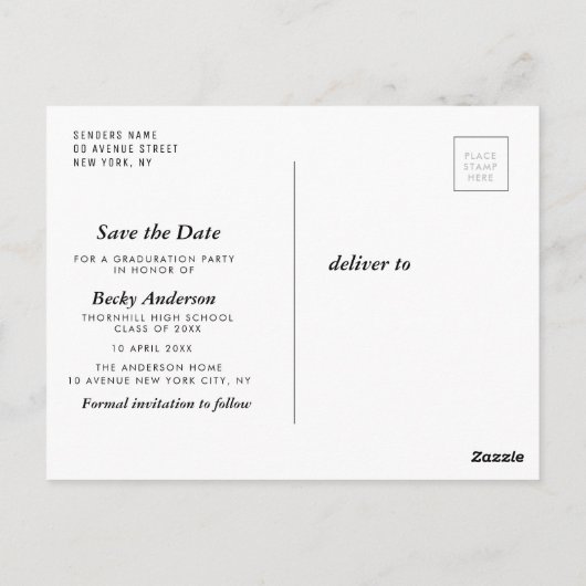 het afstuderen van de manuscripttekst sparen het d briefkaart (Achterkant)