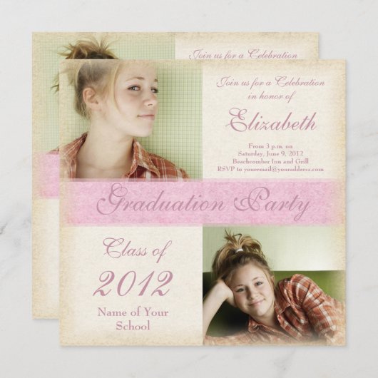 Het Afstuderen van de middelbare school van Roze G Kaart (Voorkant / Achterkant)