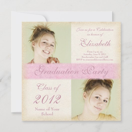 Het Afstuderen van de middelbare school van Roze G Kaart (Achterkant)