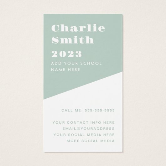 Het afstuderen van de student het voorzien van een visitekaartje (Achterkant)