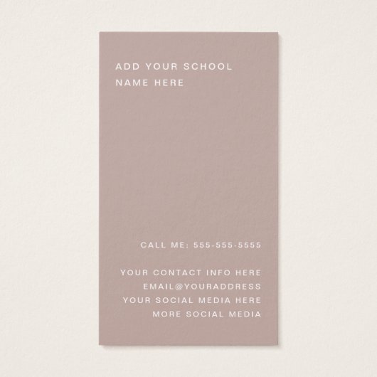 Het afstuderen van de student het voorzien van een visitekaartje (Achterkant)