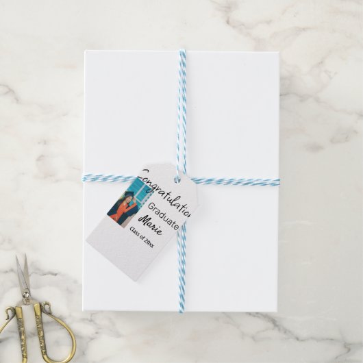 Het afstuderen van felicitaties voegt de tekstfoto cadeaulabel (Met Touw)