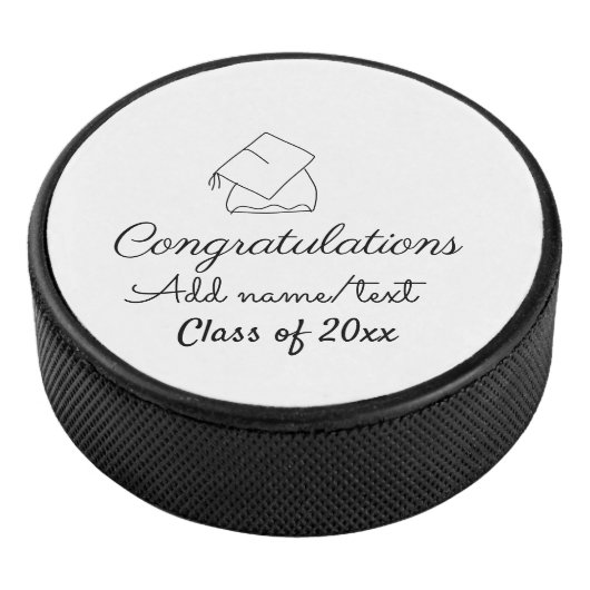 Het afstuderen van gelukwensen voegt de het jaarkl hockey puck (3/4)