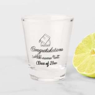 Het afstuderen van gelukwensen voegt de het jaarkl shot glas