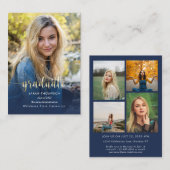 Het Afstuderen van het de Blauwe Foto van het Manu Notitiekaartje (Voorkant / Achterkant)