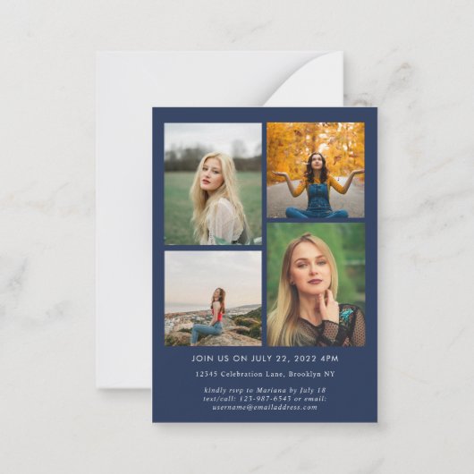 Het Afstuderen van het de Blauwe Foto van het Manu Notitiekaartje (Achterkant)