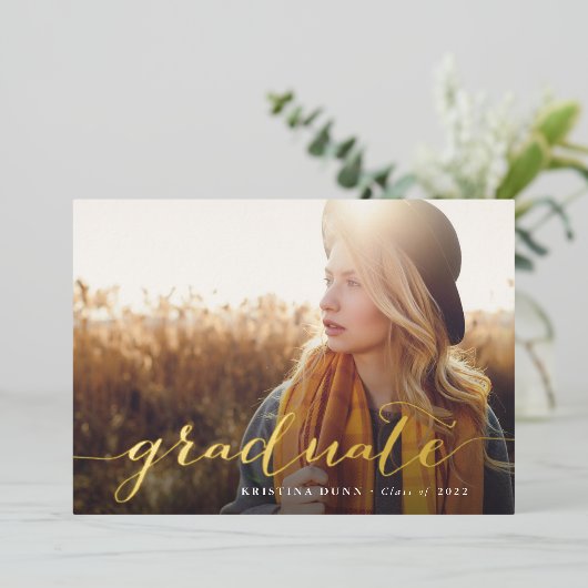 Het Afstuderen van het manuscript 2 zijdelings Fot Folie Uitnodiging (Staand Voorkant)