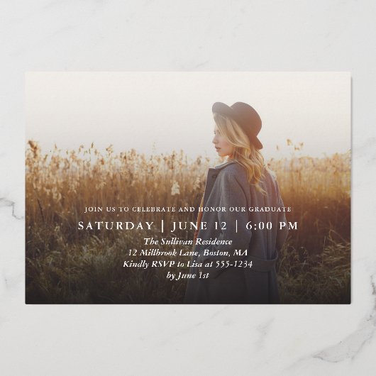 Het Afstuderen van het manuscript 2 zijdelings Fot Folie Uitnodiging (Achterkant)