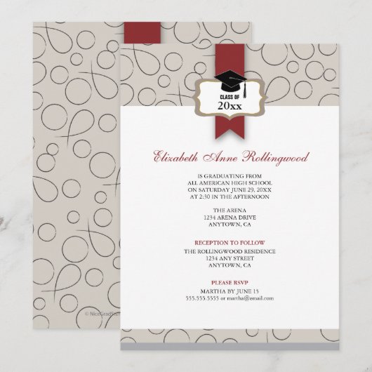 Het Afstuderen van het Patroon van het Lint: Warm  Kaart (Voorkant / Achterkant)