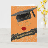 Het Afstuderen van Hipster feliciteert Lips Oranje Kaart (Gele Bloem)