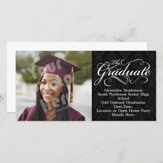 Het Afstuderen zwarte Afstuderen Aankondiging (Voorkant / Achterkant)