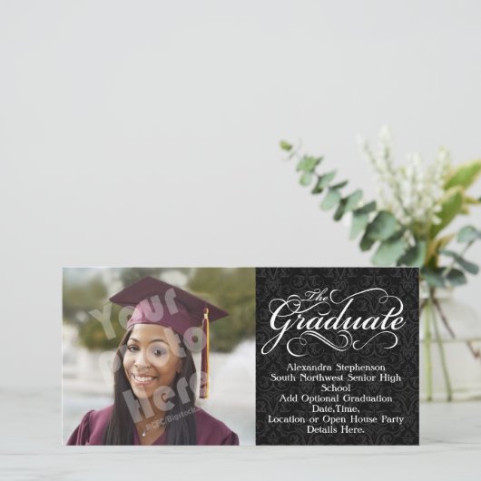 Het Afstuderen zwarte Afstuderen Aankondiging (Staand voorkant)