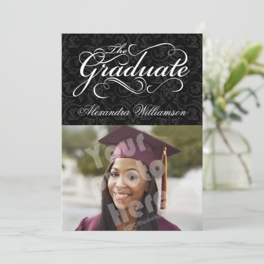 Het Afstuderen zwarte Afstuderen van Elegant Kaart (Staand voorkant)