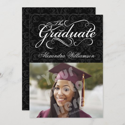 Het Afstuderen zwarte Afstuderen van Elegant Kaart (Voorkant / Achterkant)