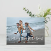 Het aftappen door de zand | Foto van kuststrand Feestdagenkaart (Staand voorkant)