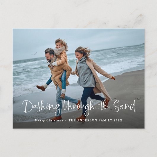 Het aftappen door de zand | Foto van kuststrand Feestdagenkaart (Voorkant)