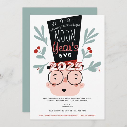 Het aftellen van de middag tot het middagfeest kaart (Voorkant / Achterkant)