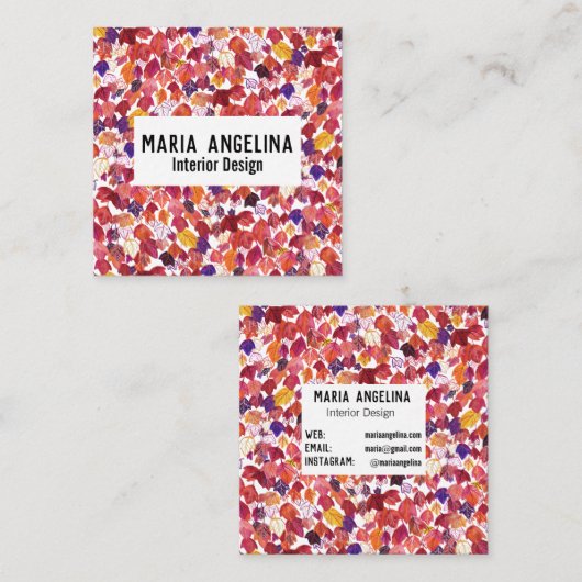 Het afvallen laat het Autumn Ontwerp van de Waterv Vierkante Visitekaartje (Voorkant / Achterkant)