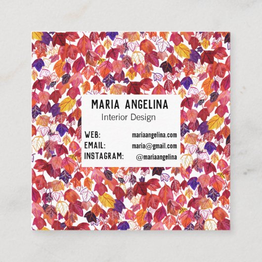 Het afvallen laat het Autumn Ontwerp van de Waterv Vierkante Visitekaartje (Achterkant)