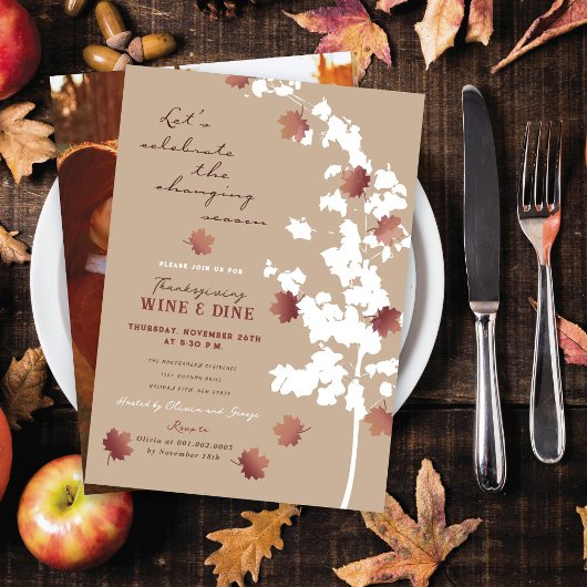 Het afvallen van de herfst laat Thanksgiving Dinne Kaart