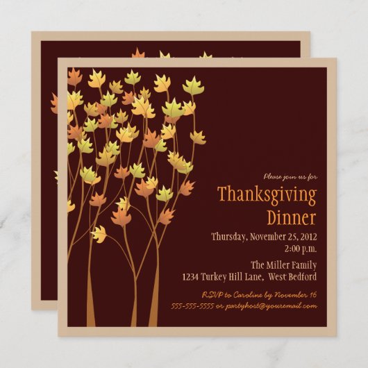 Het afvallen van de Uitnodiging van de Thanksgivin (Voorkant / Achterkant)