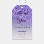 Het afvallen van Paarse Glitter Sweet 16 Persoonli Cadeaulabel (Achterkant)