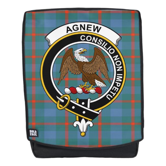 Het Agnew Oude Clan Crest Tartan Plaid Rugtassen (Voorkant)