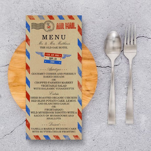 Het  Airmail Wedding Collectie - Menu