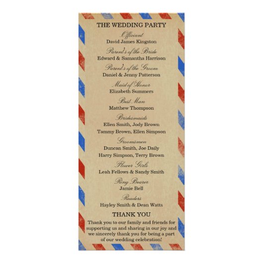 Het  Airmail Wedding Collectie - Programma (Achterkant)