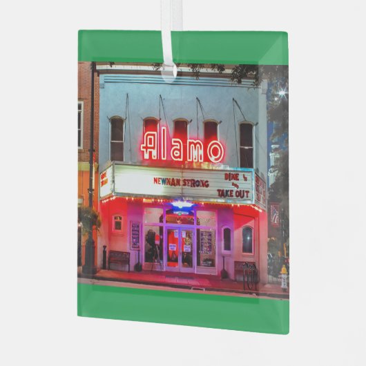 HET ALAMO Glass Ornament (Voorkant links)