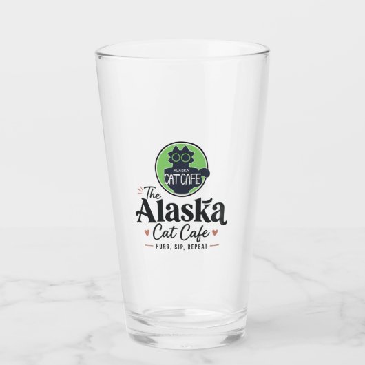 Het Alaska Cat Cafe “Purr, Sip, Repeat” Glas (Voorkant)