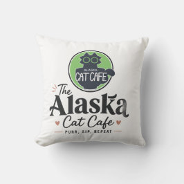 Het Alaska Cat Cafe “Purr, Sip, Repeat” Kussen