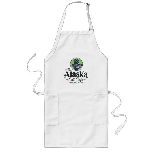 Het Alaska Cat Cafe “Purr, Sip, Repeat” Lang Schort (Voorkant)