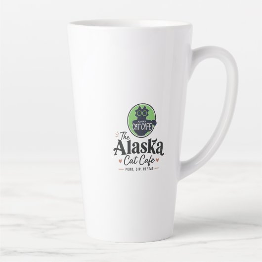 Het Alaska Cat Cafe “Purr, Sip, Repeat” Latte Mok (Rechts)