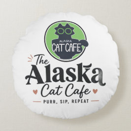 Het Alaska Cat Cafe “Purr, Sip, Repeat” Rond Kussen