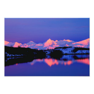 Het Alaskabereik grenst aan de Mt. Denali, Foto Afdruk