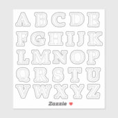 Het alfabet in steken uitgesneden sticker (Vel)