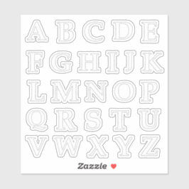 Het alfabet in steken uitgesneden sticker