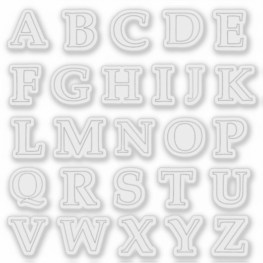 Het alfabet in steken uitgesneden sticker (Voorkant)