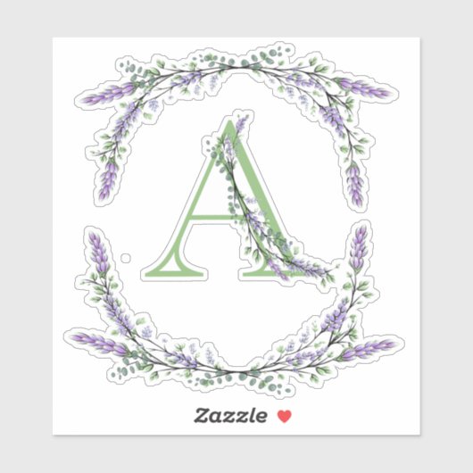 Het alfabet monogram "A" Lavendel Eucalyptus Sticker (Vel)