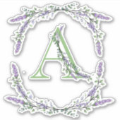 Het alfabet monogram "A" Lavendel Eucalyptus Sticker (Voorkant)
